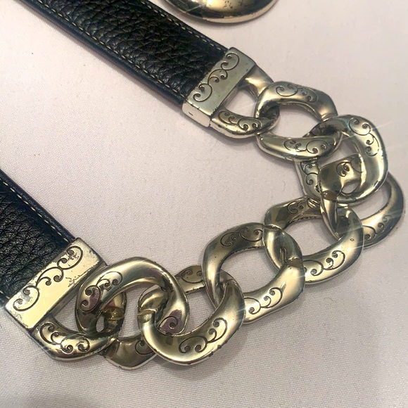 Brighton silver black belt with texture leather and adjustable fit. - Picture 4 of 7